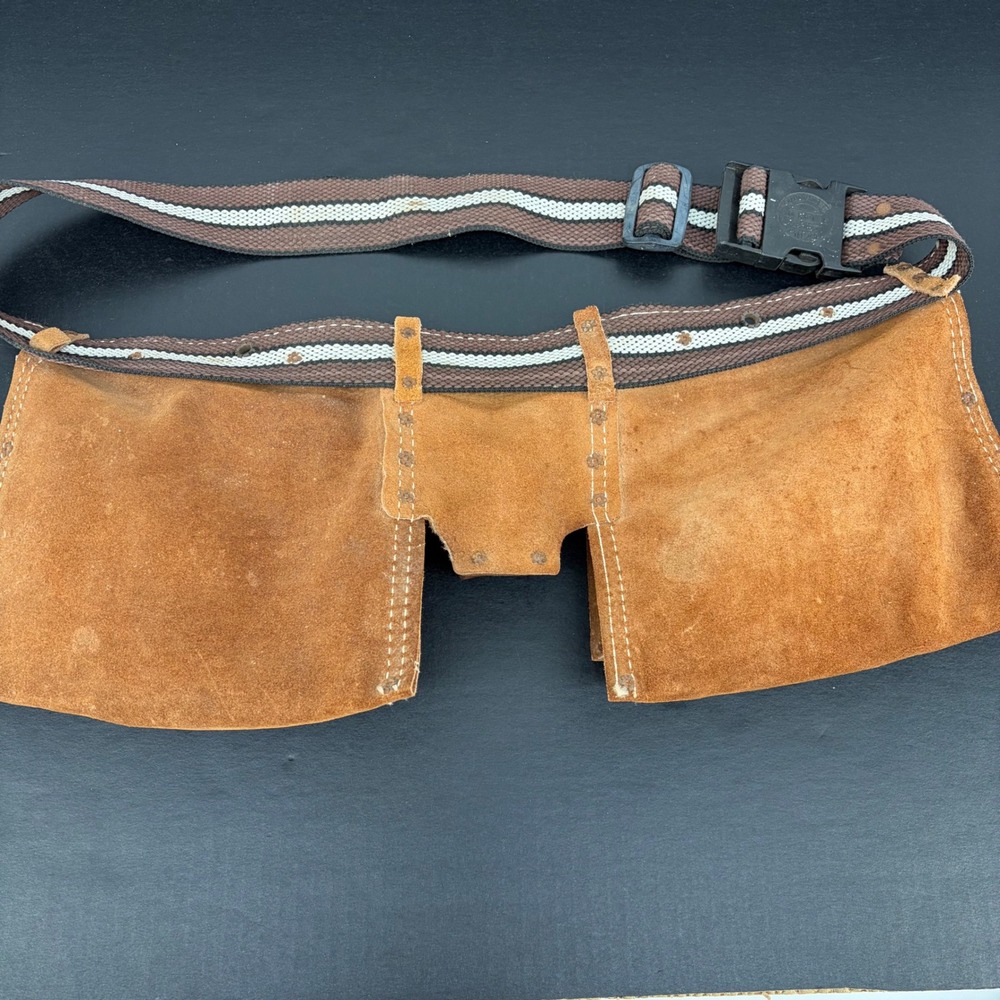Nicholas Tool Belt Heavy Split Cowhide Leather Pockets Workwear Carpenter Apron - Picture 5 of 10
